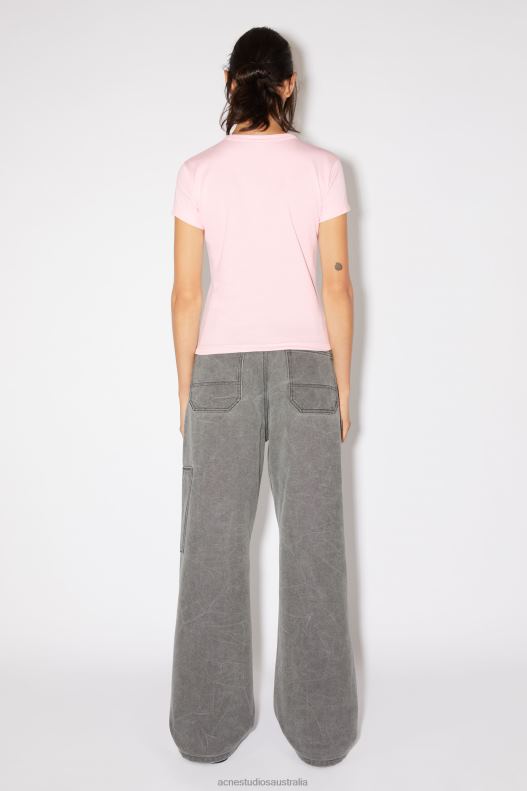 Crew neck t-shirt - Fitted fit Unisex Light Pink Acne Studios R66LJ389 Apparel