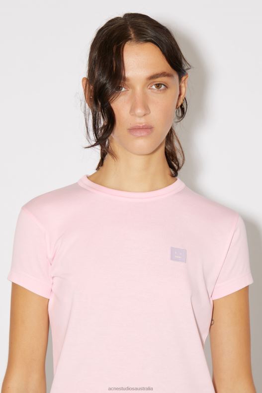 Crew neck t-shirt - Fitted fit Unisex Light Pink Acne Studios R66LJ389 Apparel