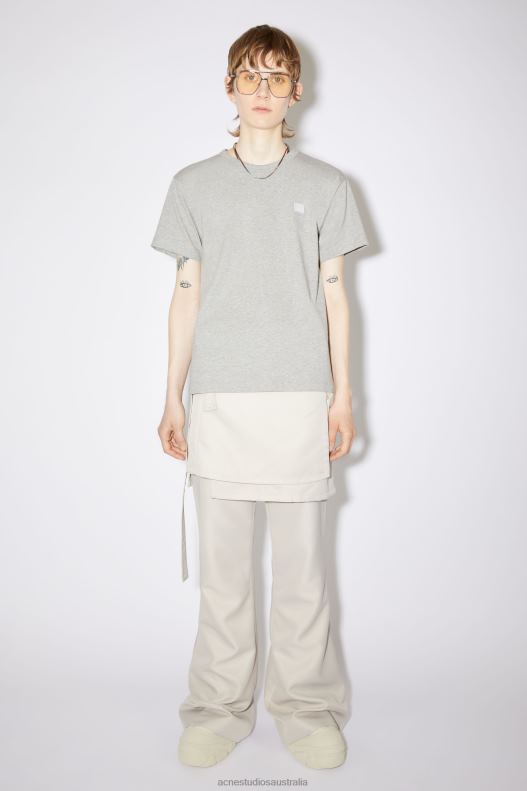 Crew neck t-shirt - Regular fit Unisex Light Grey Melange Acne Studios R66LJ195 Apparel