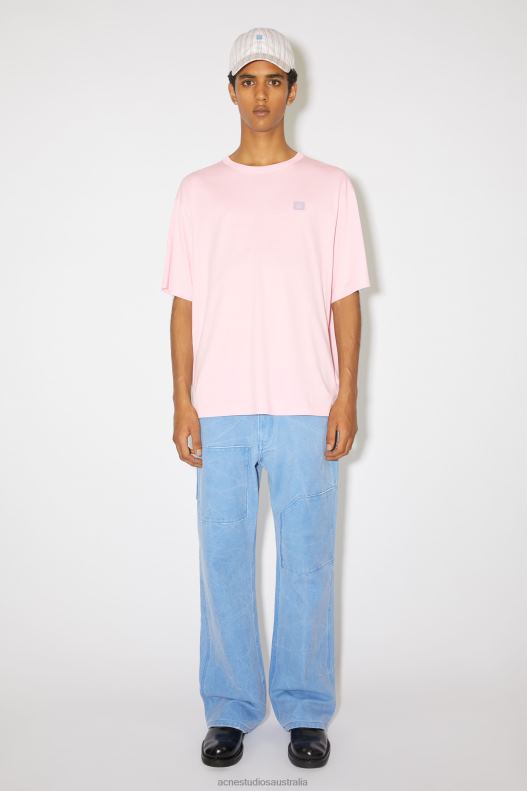 Crew neck t-shirt - Relaxed fit Unisex Light Pink Acne Studios R66LJ1131 Apparel