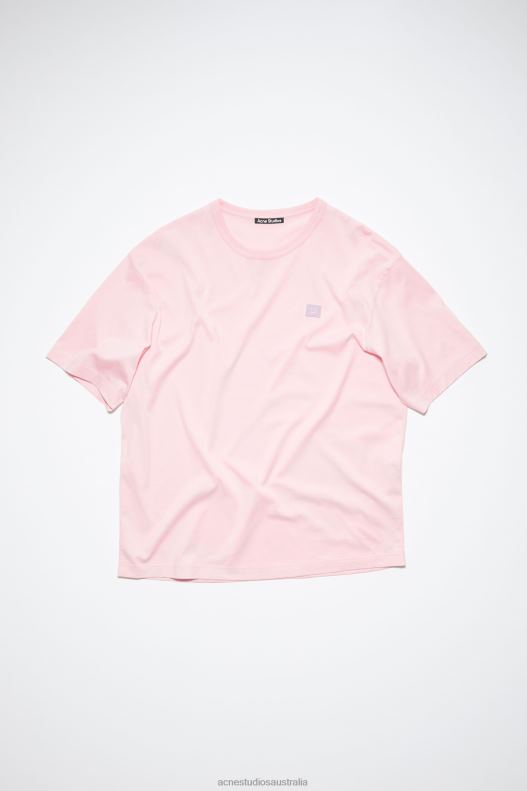 Crew neck t-shirt - Relaxed fit Unisex Light Pink Acne Studios R66LJ1131 Apparel