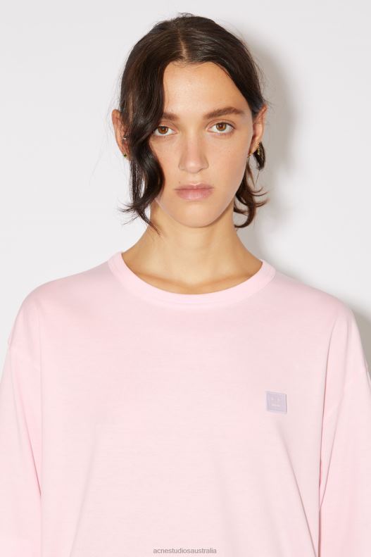 Crew neck t-shirt - Relaxed fit Unisex Light Pink Acne Studios R66LJ385 Apparel