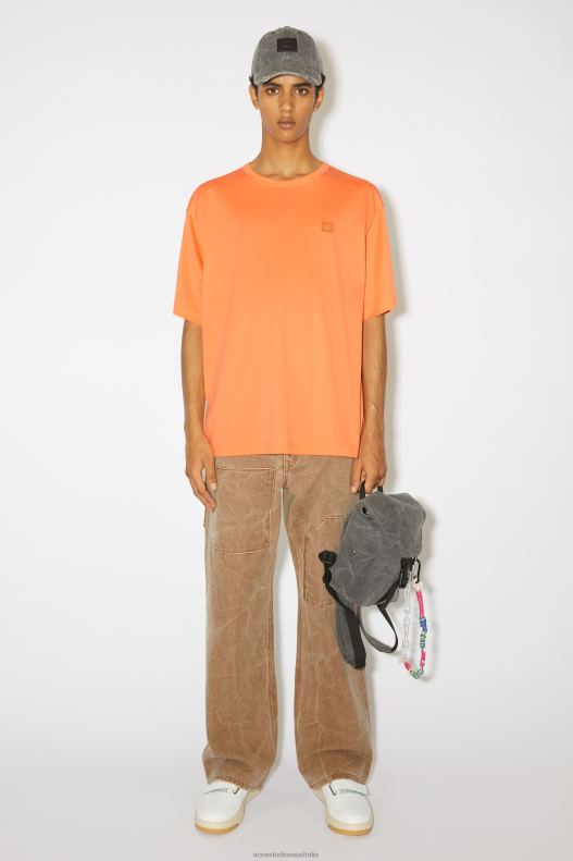 Crew neck t-shirt - Relaxed fit Unisex Mandarin Orange Acne Studios R66LJ1130 Apparel