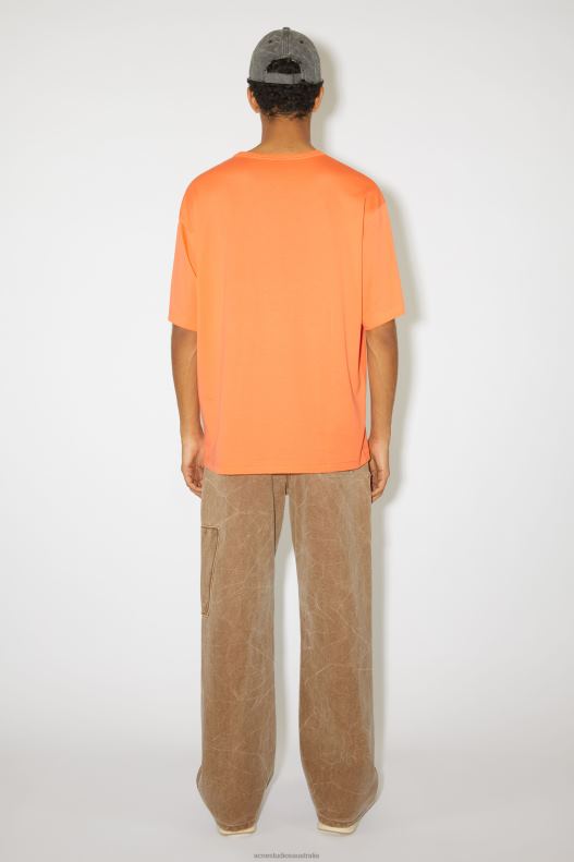 Crew neck t-shirt - Relaxed fit Unisex Mandarin Orange Acne Studios R66LJ1130 Apparel