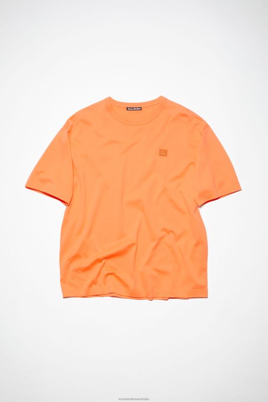 Crew neck t-shirt - Relaxed fit Unisex Mandarin Orange Acne Studios R66LJ1130 Apparel