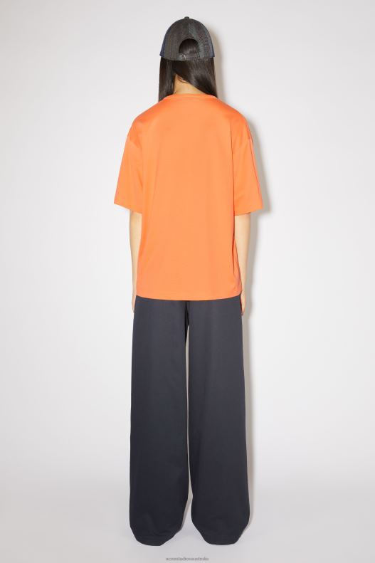 Crew neck t-shirt - Relaxed fit Unisex Mandarin Orange Acne Studios R66LJ384 Apparel