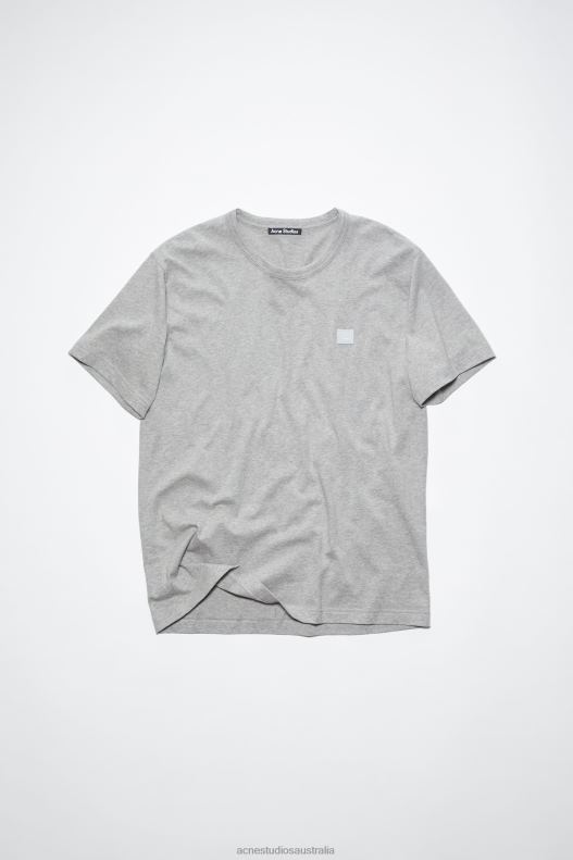 Crew neck t-shirt- Regular fit Unisex Light Grey Melange Acne Studios R66LJ1027 Apparel