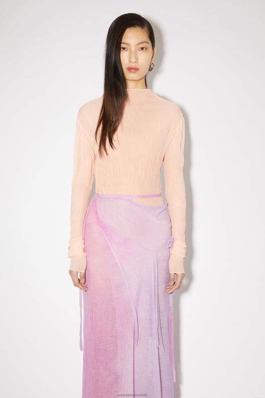 Crinkled high neck top Runway Show Peach Pink Acne Studios R66LJ182 Apparel