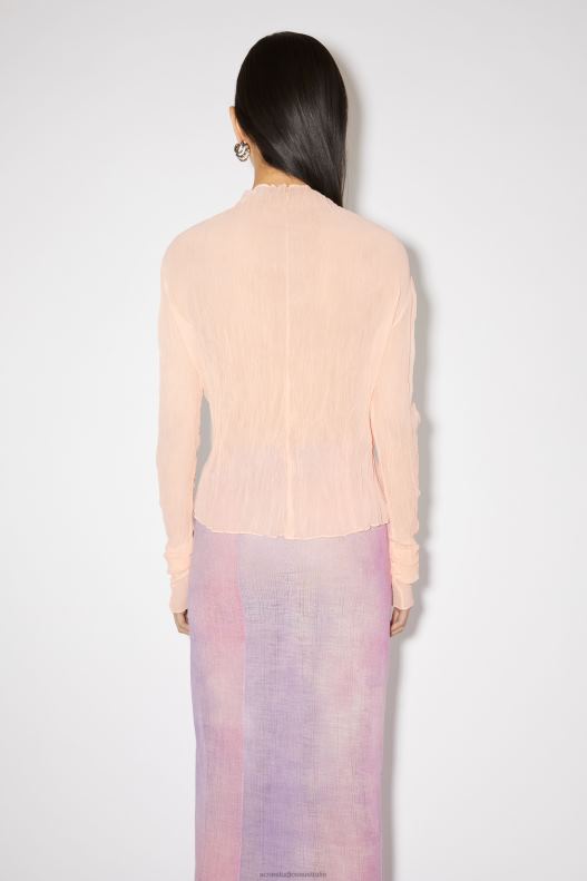 Crinkled high neck top Runway Show Peach Pink Acne Studios R66LJ182 Apparel