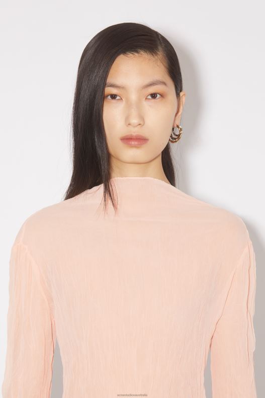 Crinkled high neck top Runway Show Peach Pink Acne Studios R66LJ182 Apparel