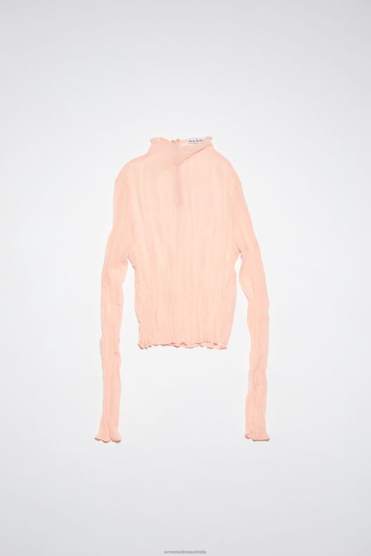 Crinkled high neck top Runway Show Peach Pink Acne Studios R66LJ182 Apparel