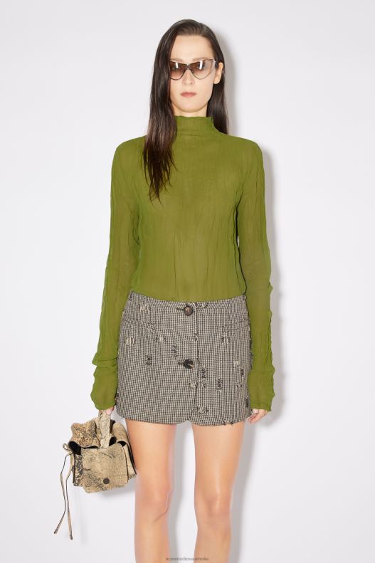 Crinkled high neck top Runway Show Seaweed Green Acne Studios R66LJ189 Apparel