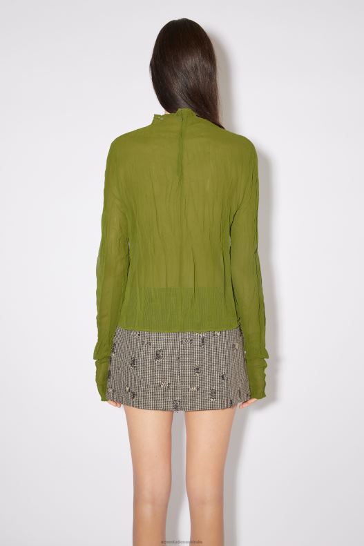 Crinkled high neck top Runway Show Seaweed Green Acne Studios R66LJ189 Apparel