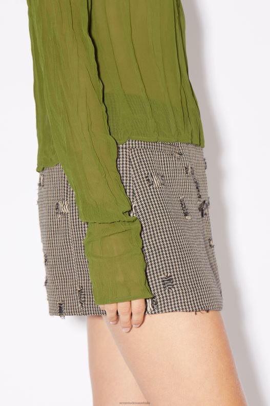 Crinkled high neck top Runway Show Seaweed Green Acne Studios R66LJ189 Apparel