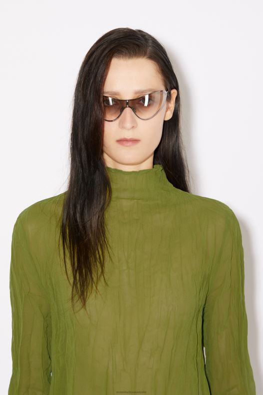 Crinkled high neck top Runway Show Seaweed Green Acne Studios R66LJ189 Apparel