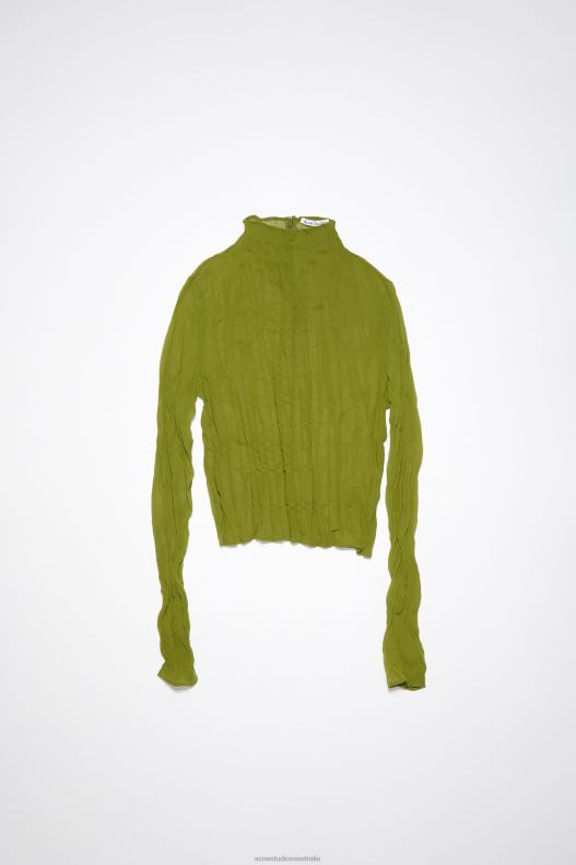 Crinkled high neck top Runway Show Seaweed Green Acne Studios R66LJ189 Apparel