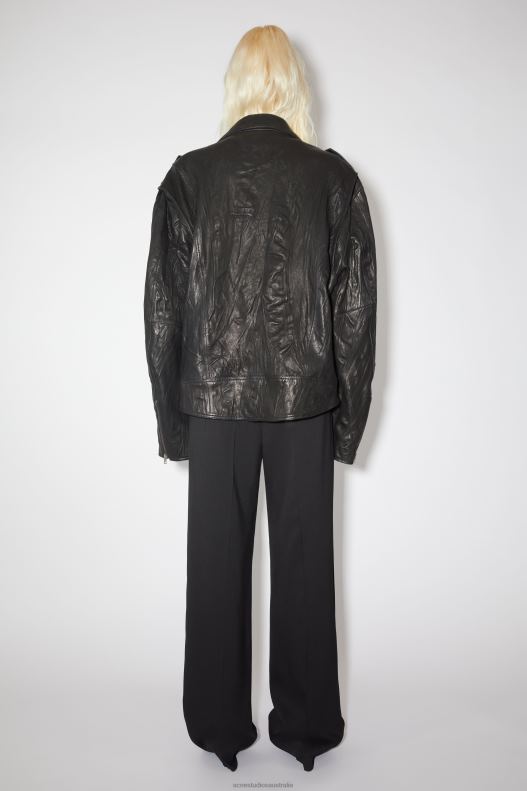 Crinkled leather biker jacket Black Acne Studios R66LJ58 Apparel