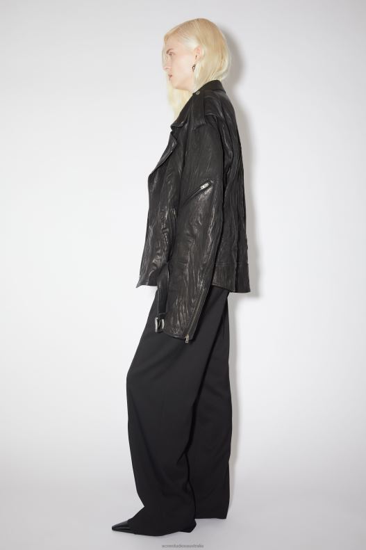 Crinkled leather biker jacket Black Acne Studios R66LJ58 Apparel