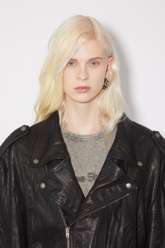 Crinkled leather biker jacket Black Acne Studios R66LJ58 Apparel