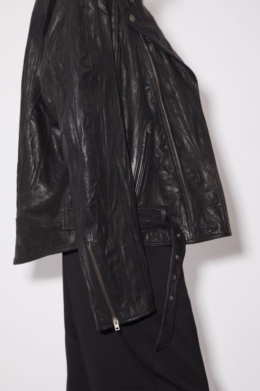 Crinkled leather biker jacket Black Acne Studios R66LJ58 Apparel