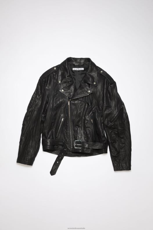 Crinkled leather biker jacket Black Acne Studios R66LJ58 Apparel