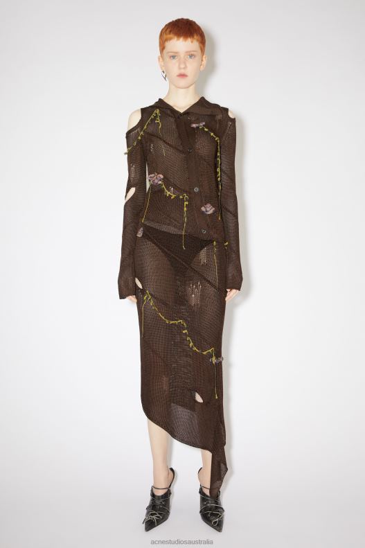 Crochet flower skirt Runway Show Chocolate Brown Acne Studios R66LJ352 Apparel