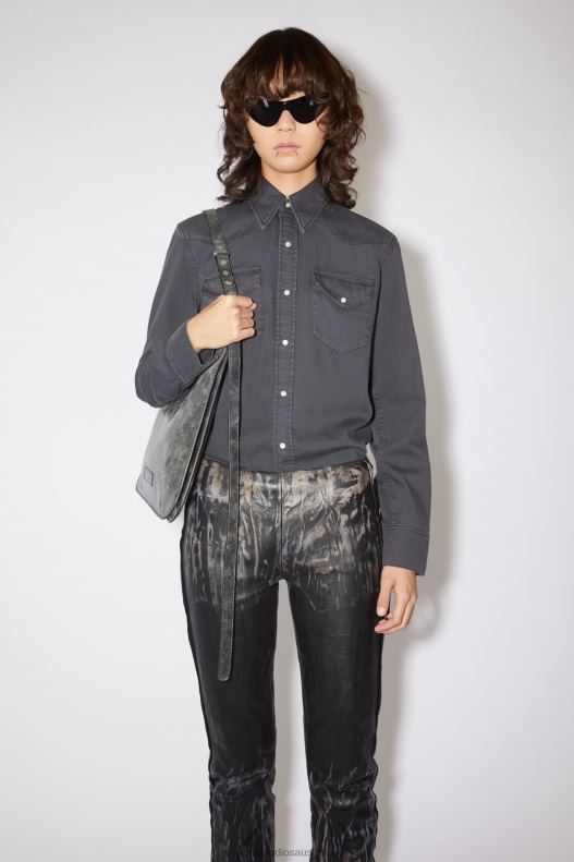 Denim button-up shirt Dark Grey Acne Studios R66LJ183 Apparel