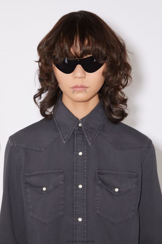 Denim button-up shirt Dark Grey Acne Studios R66LJ183 Apparel