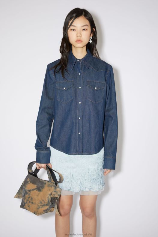 Denim button-up shirt Indigo Blue Acne Studios R66LJ408 Apparel