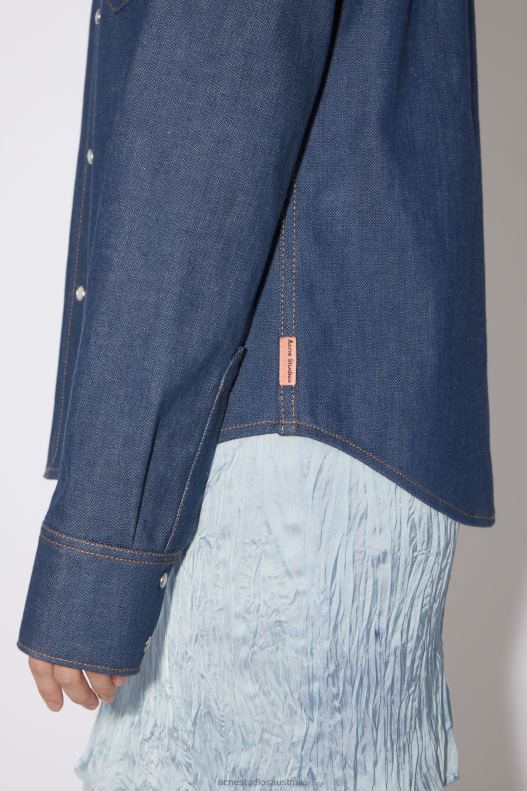 Denim button-up shirt Indigo Blue Acne Studios R66LJ408 Apparel