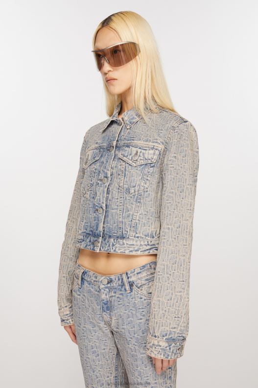 Denim jacket - Fitted fit Blue/Beige Acne Studios R66LJ9 Apparel