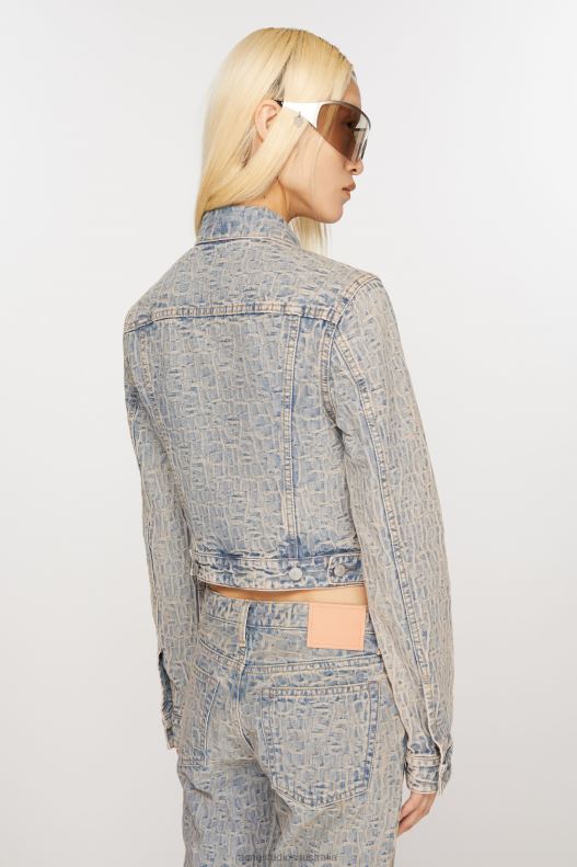 Denim jacket - Fitted fit Blue/Beige Acne Studios R66LJ9 Apparel