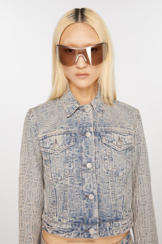 Denim jacket - Fitted fit Blue/Beige Acne Studios R66LJ9 Apparel