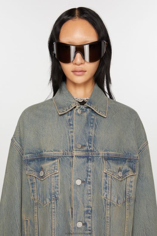 Denim jacket - Oversized fit Blue/Beige Acne Studios R66LJ6 Apparel