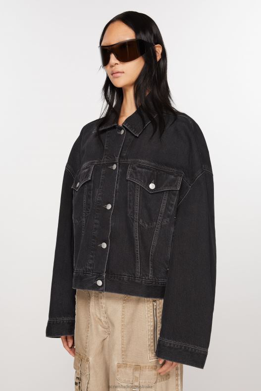 Denim jacket - Relaxed cropped fit Black Acne Studios R66LJ4 Apparel