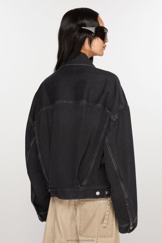 Denim jacket - Relaxed cropped fit Black Acne Studios R66LJ4 Apparel