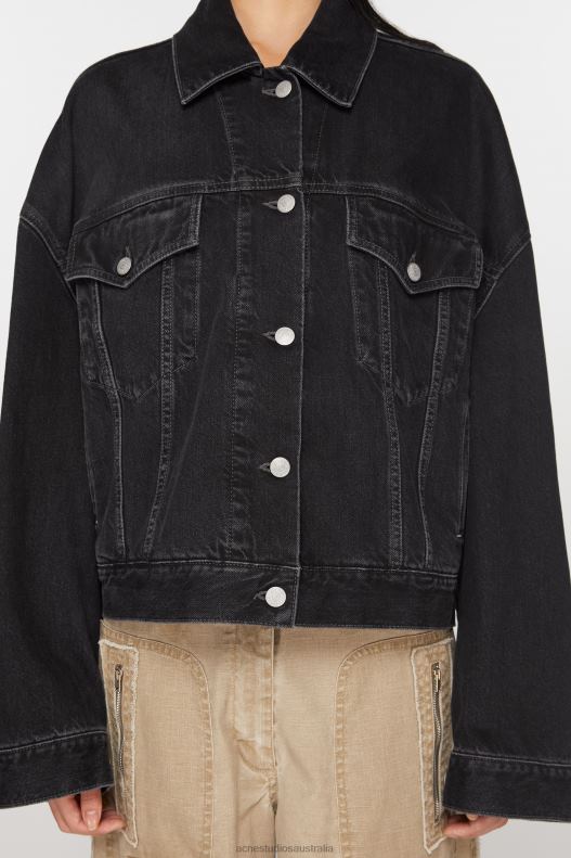 Denim jacket - Relaxed cropped fit Black Acne Studios R66LJ4 Apparel