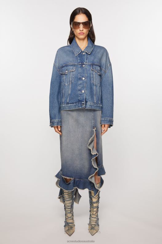 Denim jacket - Relaxed cropped fit Mid Blue Acne Studios R66LJ37 Apparel