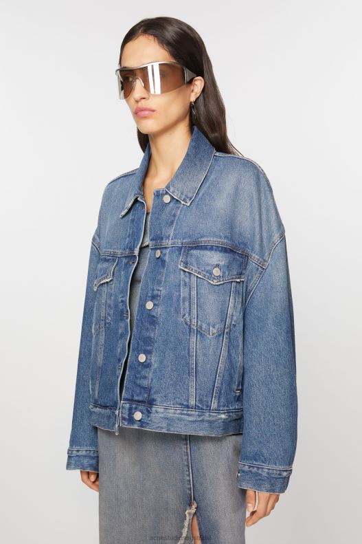 Denim jacket - Relaxed cropped fit Mid Blue Acne Studios R66LJ37 Apparel