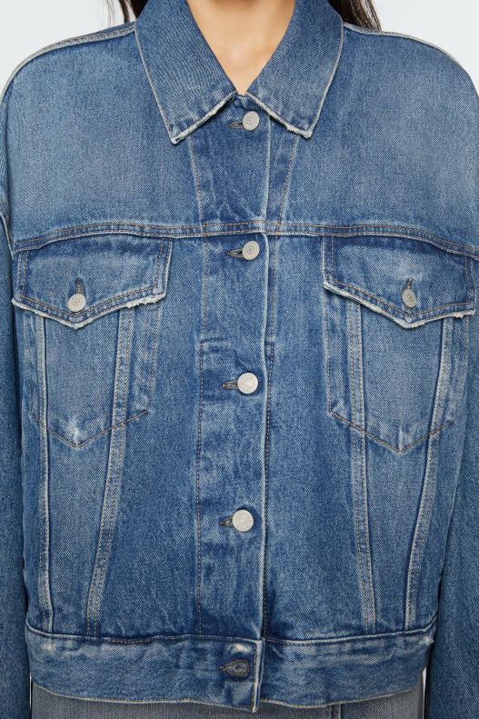 Denim jacket - Relaxed cropped fit Mid Blue Acne Studios R66LJ37 Apparel