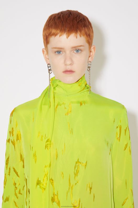 Devore drape dress Runway Show Lime Yellow Acne Studios R66LJ282 Apparel