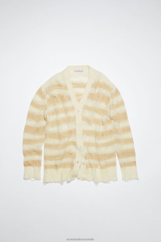 Distressed stripe cardigan Off White/Ecru Acne Studios R66LJ98 Apparel