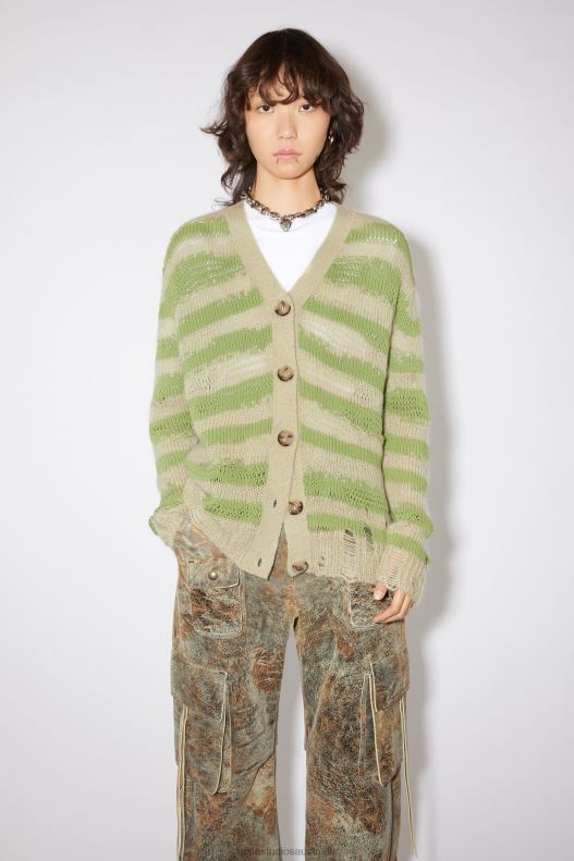 Distressed stripe cardigan Sage Green/Apple Green Acne Studios R66LJ101 Apparel