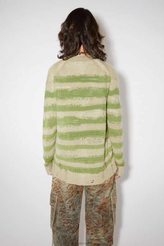 Distressed stripe cardigan Sage Green/Apple Green Acne Studios R66LJ101 Apparel