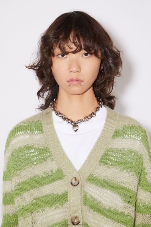 Distressed stripe cardigan Sage Green/Apple Green Acne Studios R66LJ101 Apparel