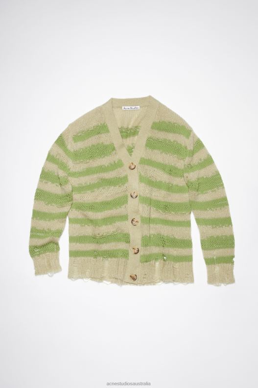 Distressed stripe cardigan Sage Green/Apple Green Acne Studios R66LJ101 Apparel