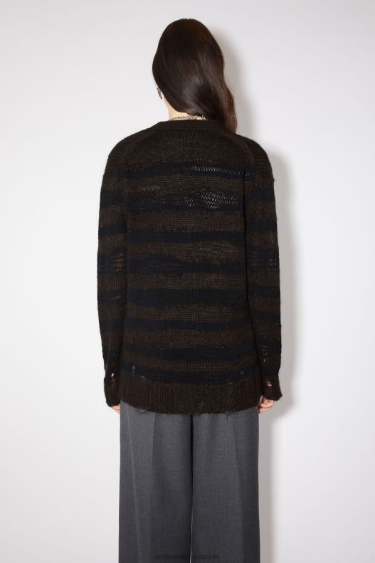 Distressed stripe cardigan Warm Charcoal Grey/Black Acne Studios R66LJ105 Apparel