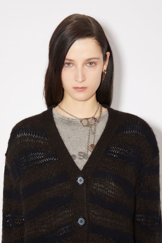 Distressed stripe cardigan Warm Charcoal Grey/Black Acne Studios R66LJ105 Apparel