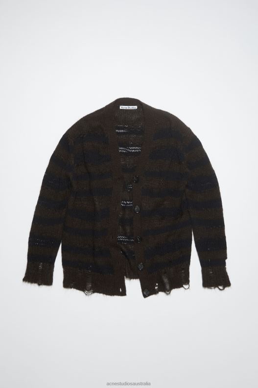 Distressed stripe cardigan Warm Charcoal Grey/Black Acne Studios R66LJ105 Apparel