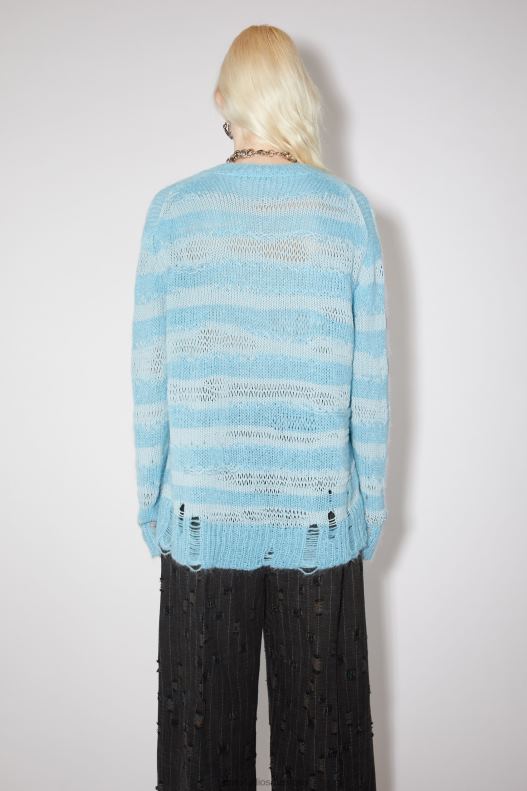 Distressed stripe jumper Sky Blue/Powder Blue Acne Studios R66LJ99 Apparel